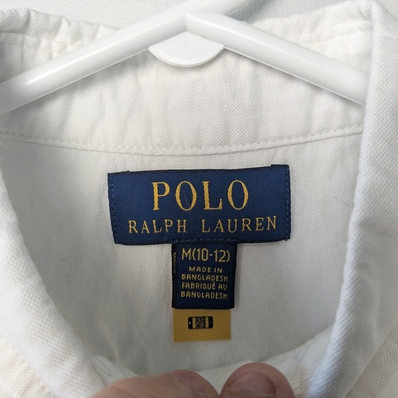 POLO RALPH LAUREN Kid White Short Sleeve Button Down Shirt Size Medium (10-12) - Picture 6 of 10
